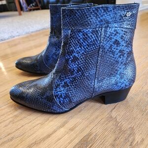 Blue Snakeskin Ankle Boots